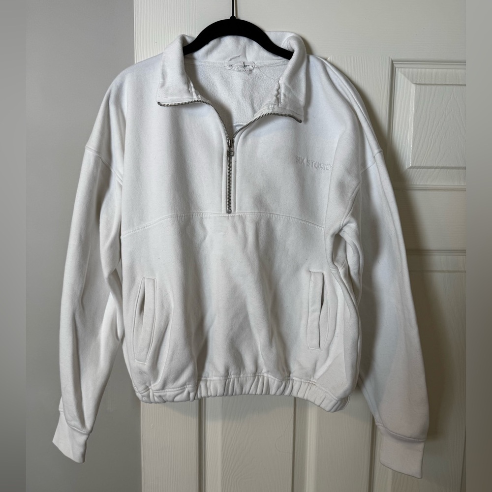 Six Stories Bride White Quarter-Zip Sweater